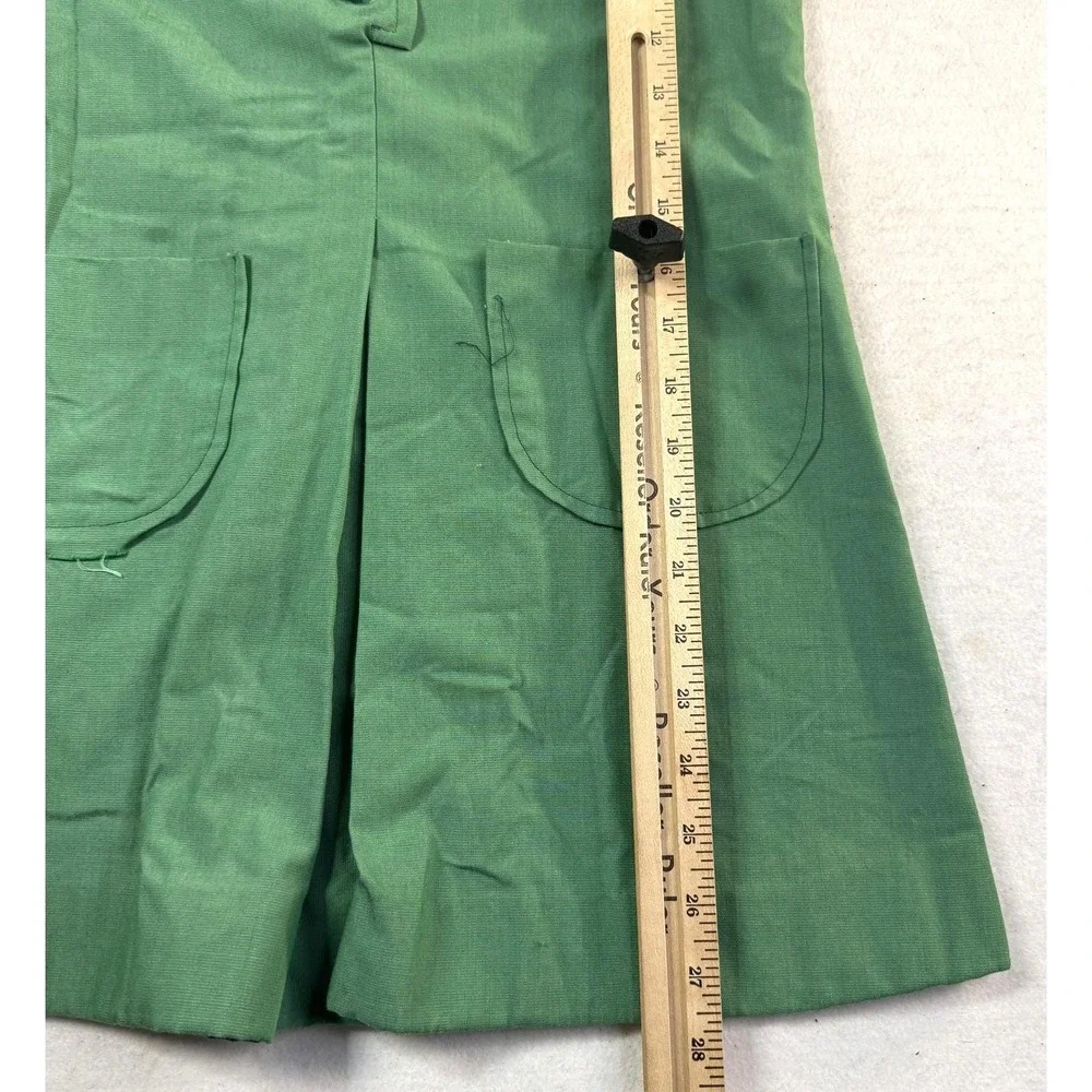 1960s Girl Scouts Uniform Culotte Romper Girls 10 Green Shift Button USA